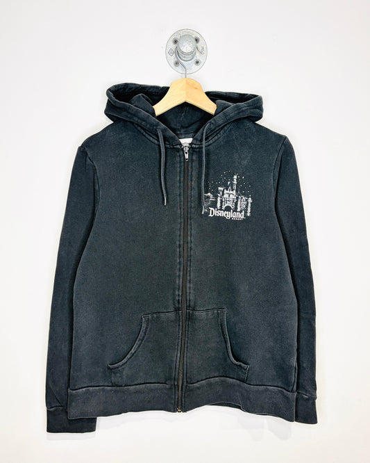 2000s Disneyland Resort Sparkle Print Black Zip Up Hoodie