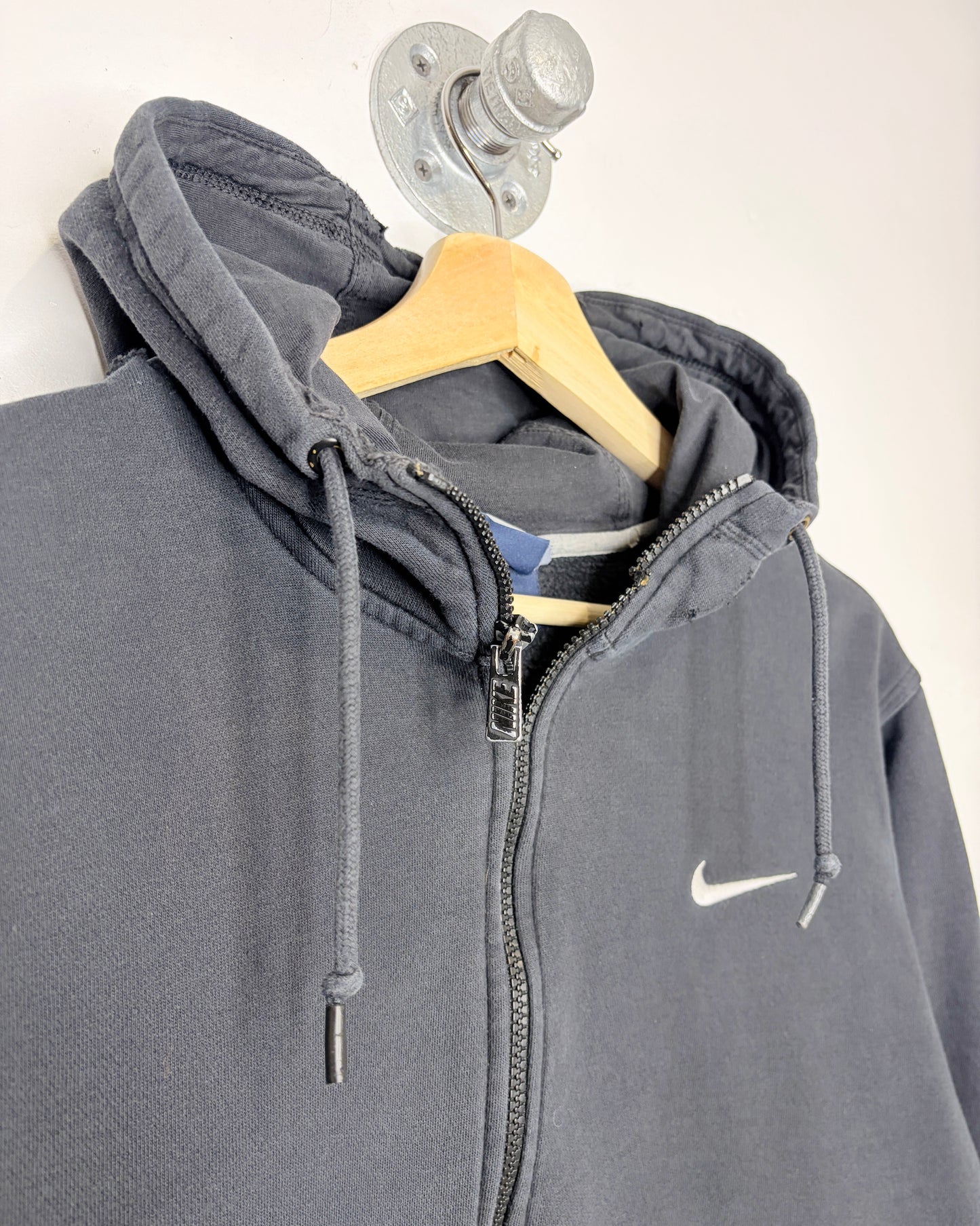 2000s Nike Faded Black Zip Up Hoodie