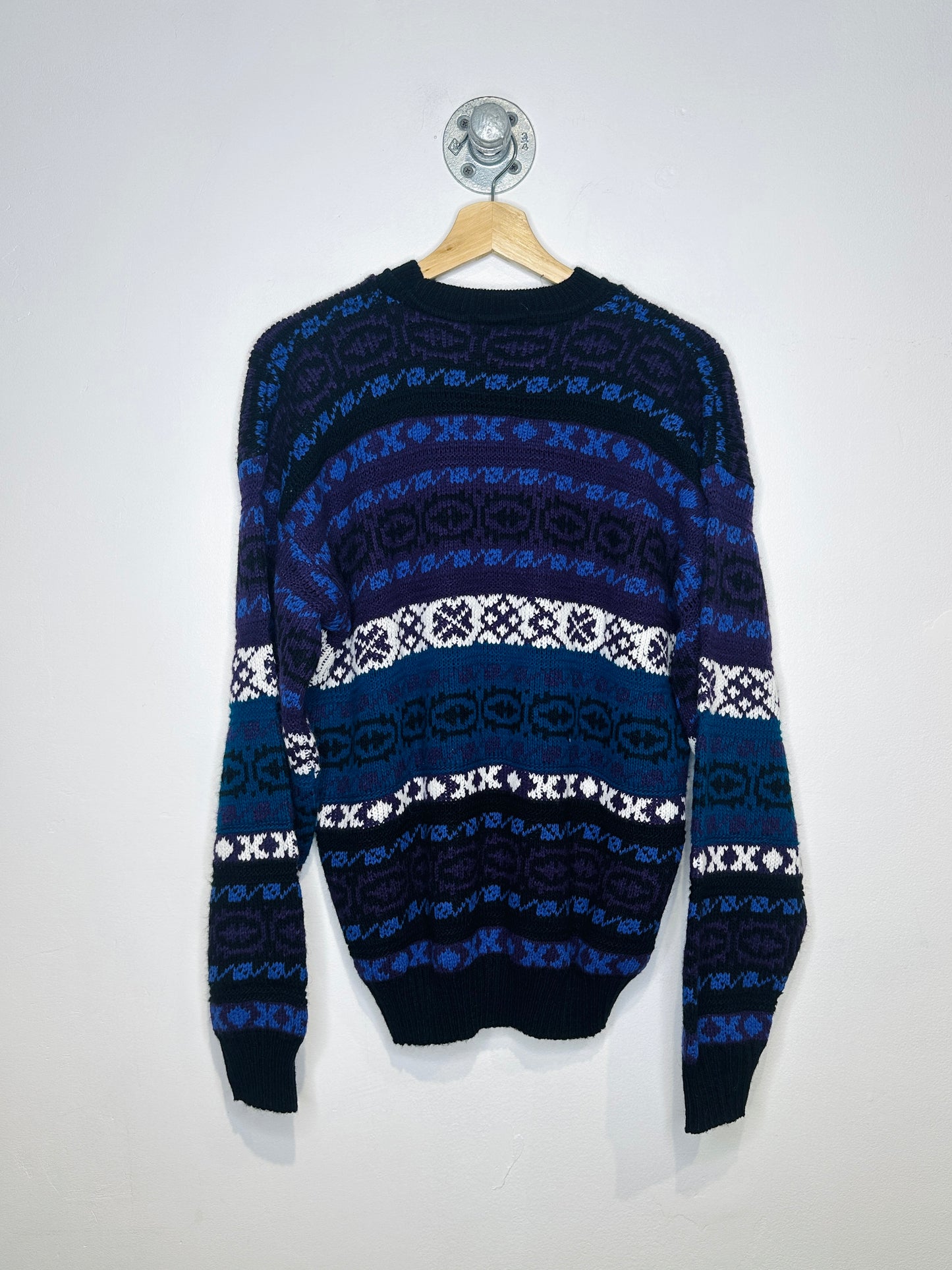Vintage 1980s Purple And Turquoise Aztec Print Sweater