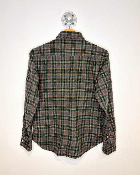 Vintage 1970s Green and Grey Wool Blend Plaid Shirt
