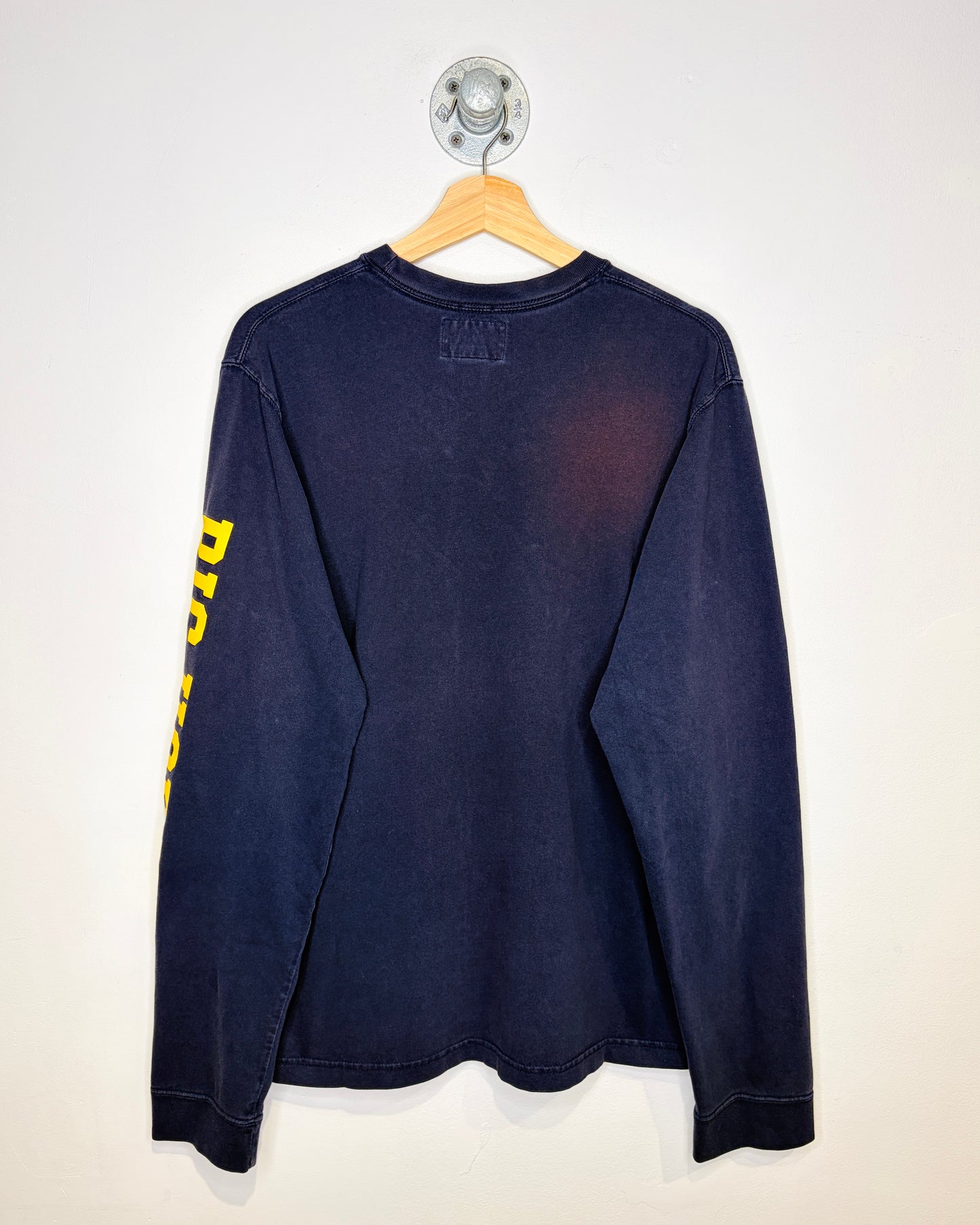 Abercrombie Long Sleeve Navy And Yellow Logo Shirt