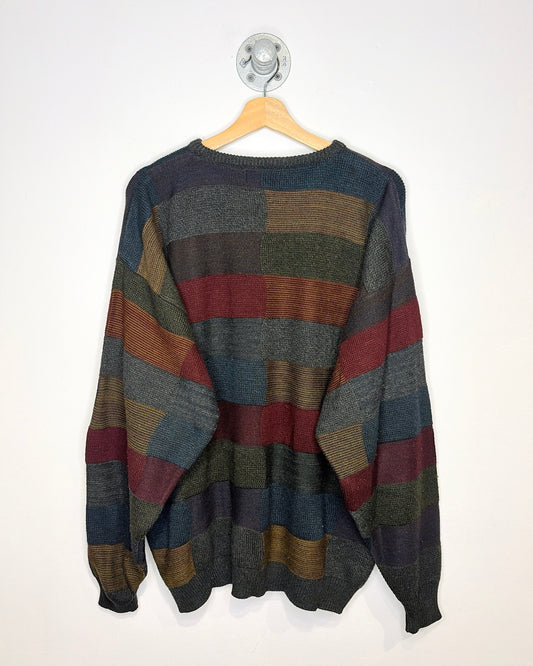Vintage 90s Marc Edward’s Color Block Dark Grey Sweater