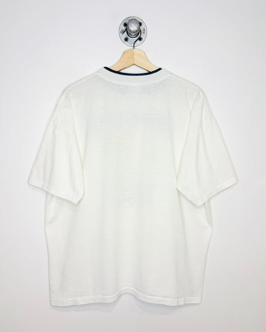 Vintage 1993 Busch Beer Double Collared White Tee Shirt
