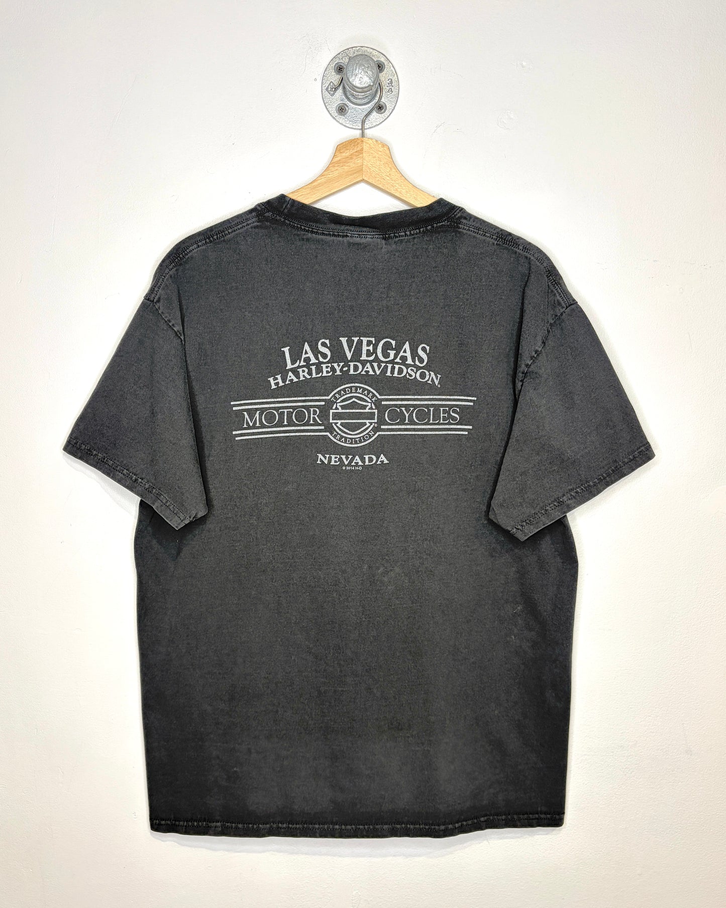 Harley Davidson Las Vegas Faded Black Pocket Tee Shirt