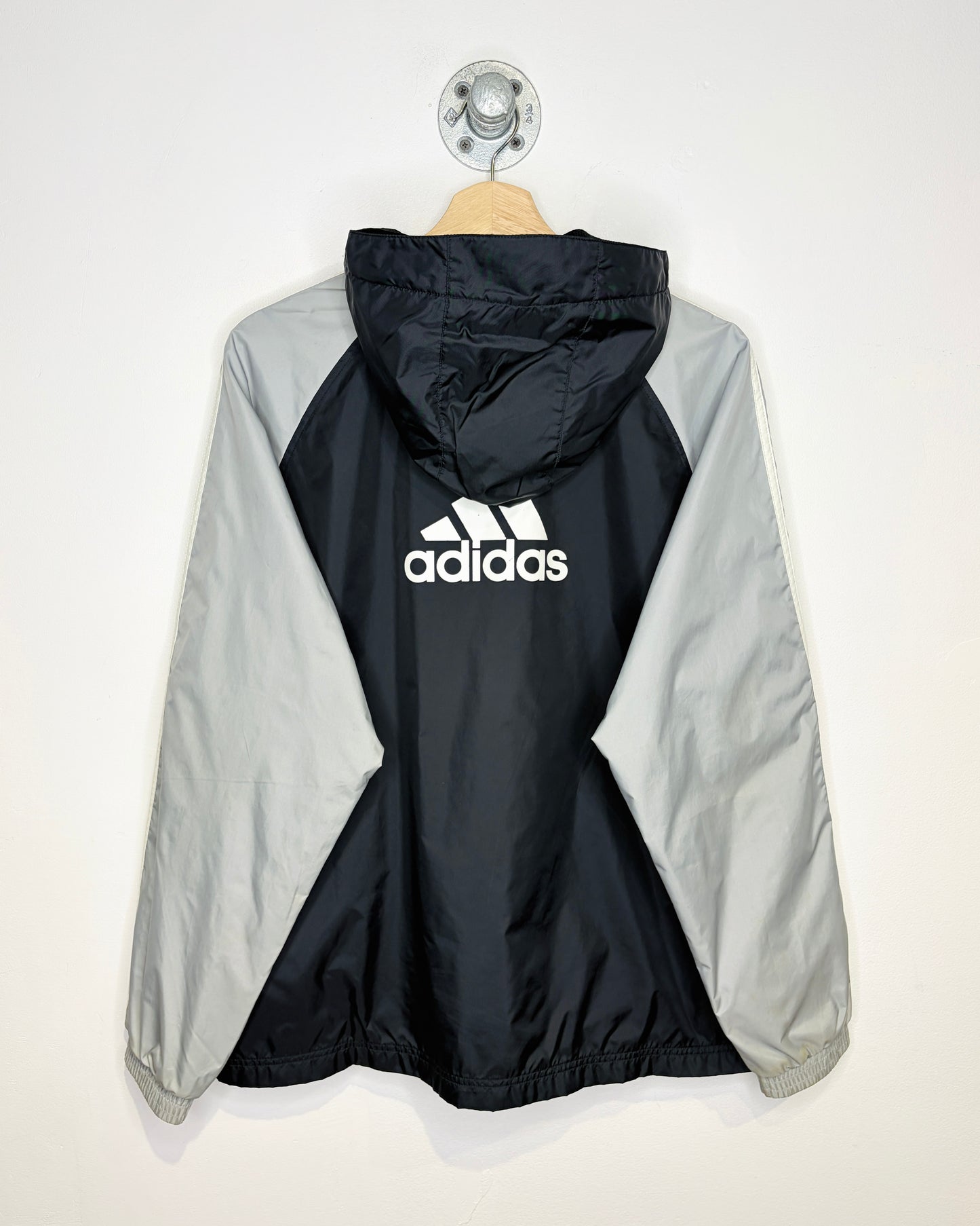 Vintage 2000s Adidas TwoTone Black Hooded Winbreaker