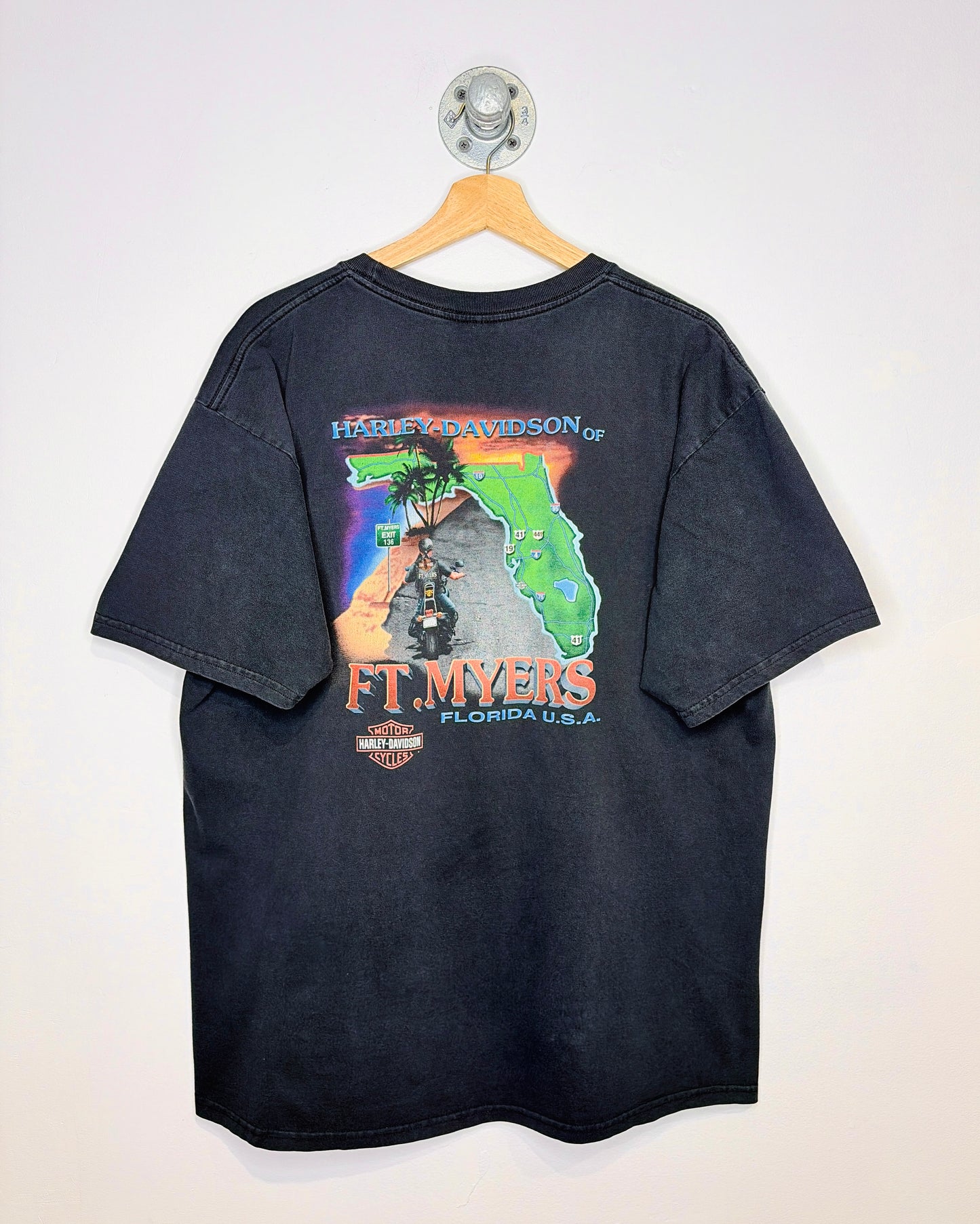 Vintage 2003 Harley Davidson Ft. Myer Faded Black Tee Shirt