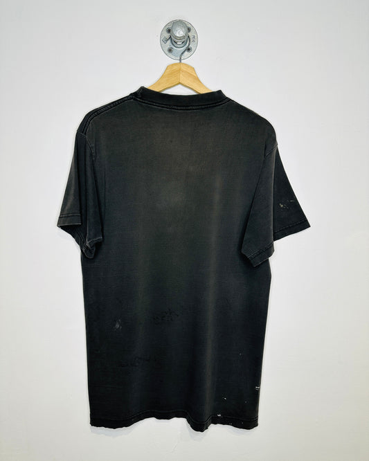 Vintage 1990s Caffeine Distressed Faded Black Tee Shirt