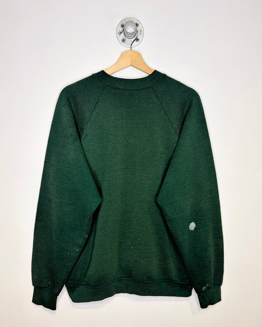 Vintage 90s Thrashed Herff Jones Camera Art Green Raglan Crewneck Sweatshirt