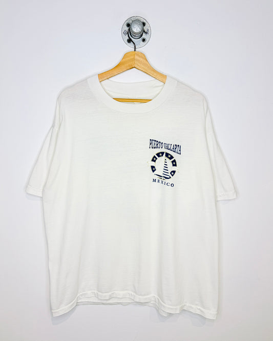 Vintage 1980s Puerto Vallarta White Tourist Tee Shirt