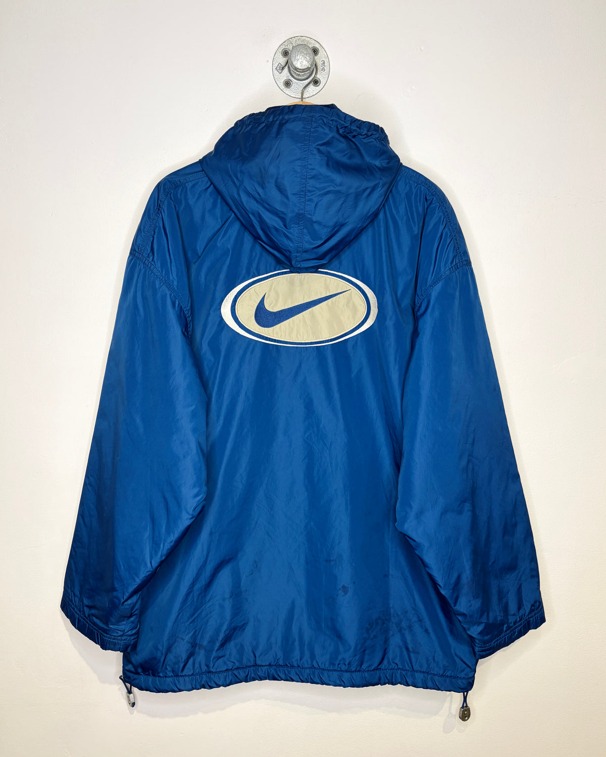 Vintage 1990s Nike Nylon Removable Hood Blue Zip Up Jacket