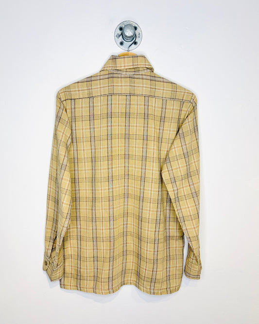 Vintage 1970s Sears The Men’s Store One Pocket Beige Button Up Shirt