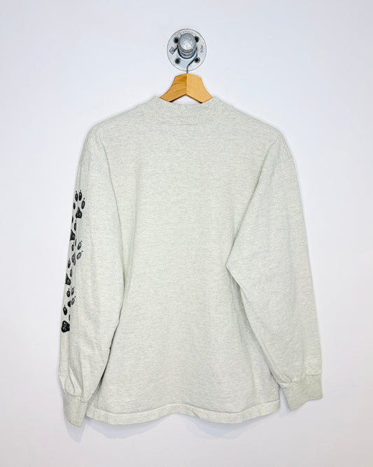 Vintage 90s Iditarod Trail Alaska Grey Mockneck Longsleeve Shirt