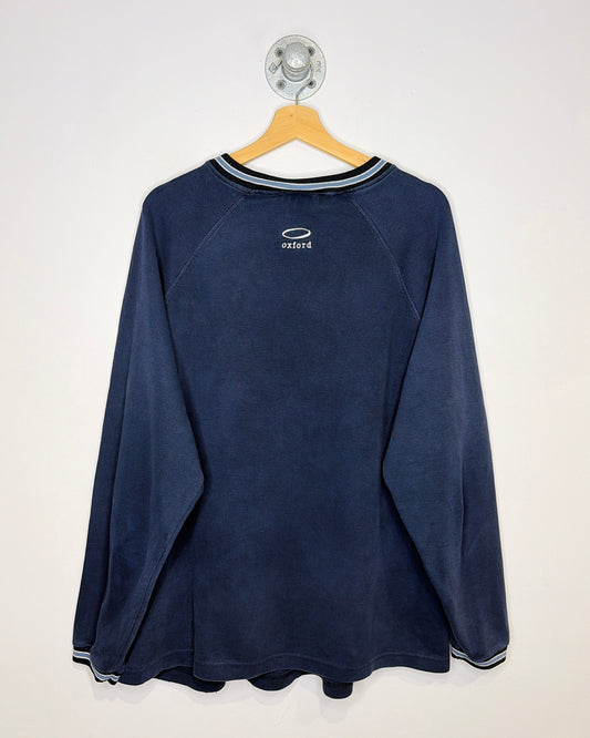 Vintage 90s JJM Faded Navy Ribbed V-Neck Sweatshirt