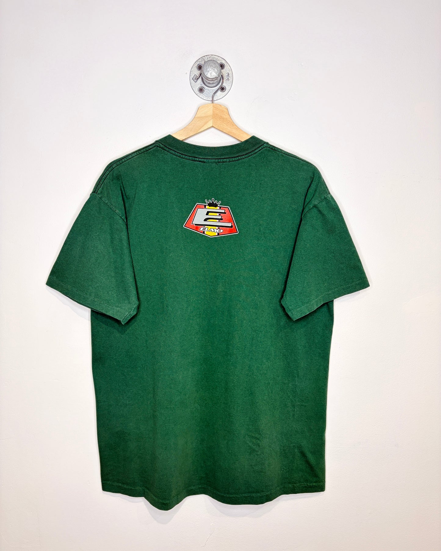 Vintage 90s Sesame Street Elmo Rollerblade Green Tee Shirt