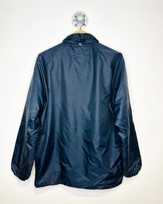 Vintage 70s University Of Akron Champion Navy Blue Fleece Lined Coach Jacket