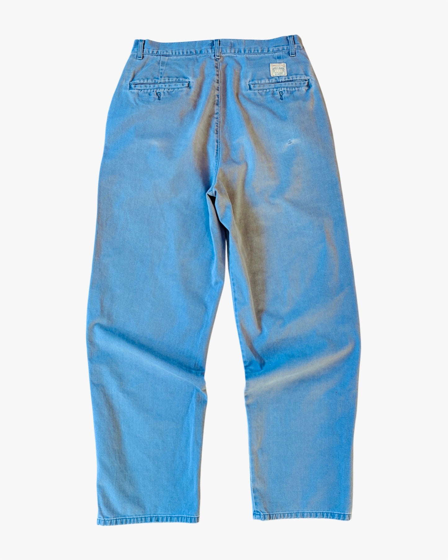 Vintage 90s Polo Ralph Lauren Faded Light Blue Double Pleated Pants