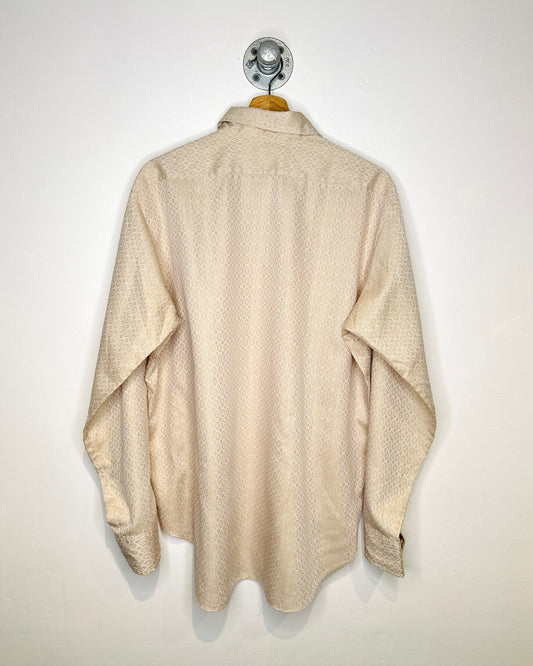Vintage 70s Beige & Gold Dress Shirt