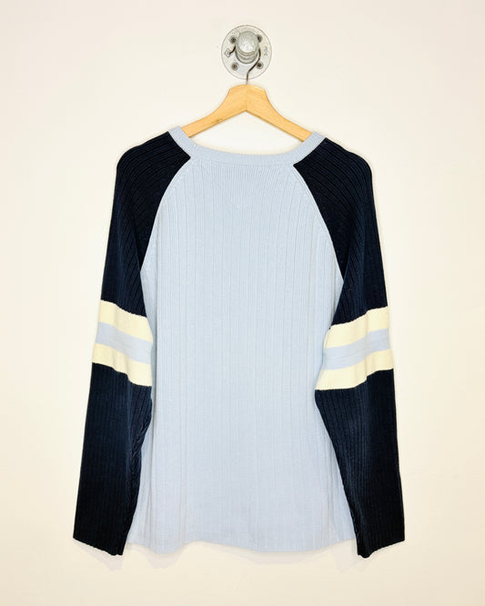 2000s Tommy Hilfiger Light Blue & Navy Sweater