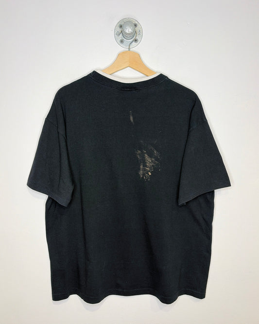 Vintage 90s Pro Sport Double Collared Black Tee Shirt