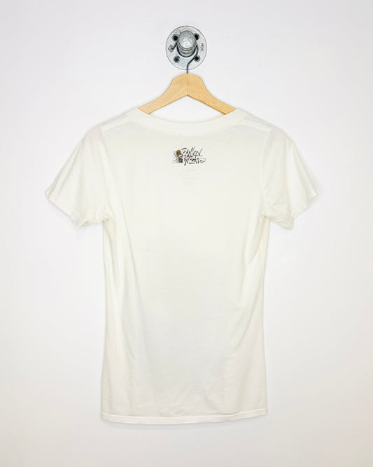 Y2K Women’s Sullen Angels White V-Neck Tee Shirt
