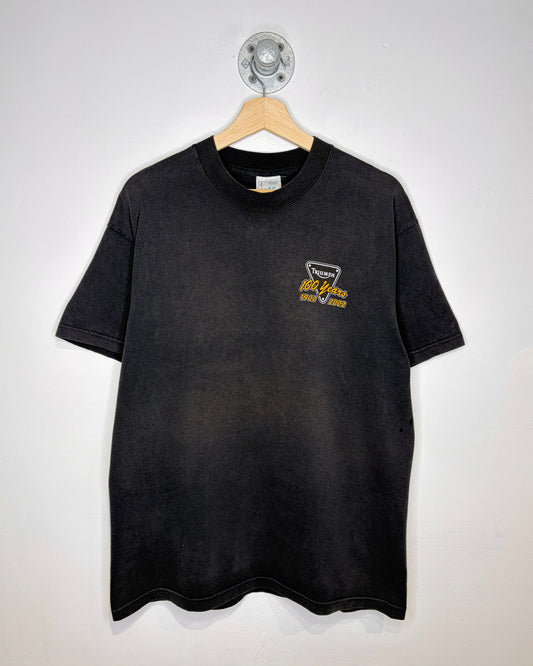 Vintage 2002 Triumph 100 Years Faded Black Tee Shirt