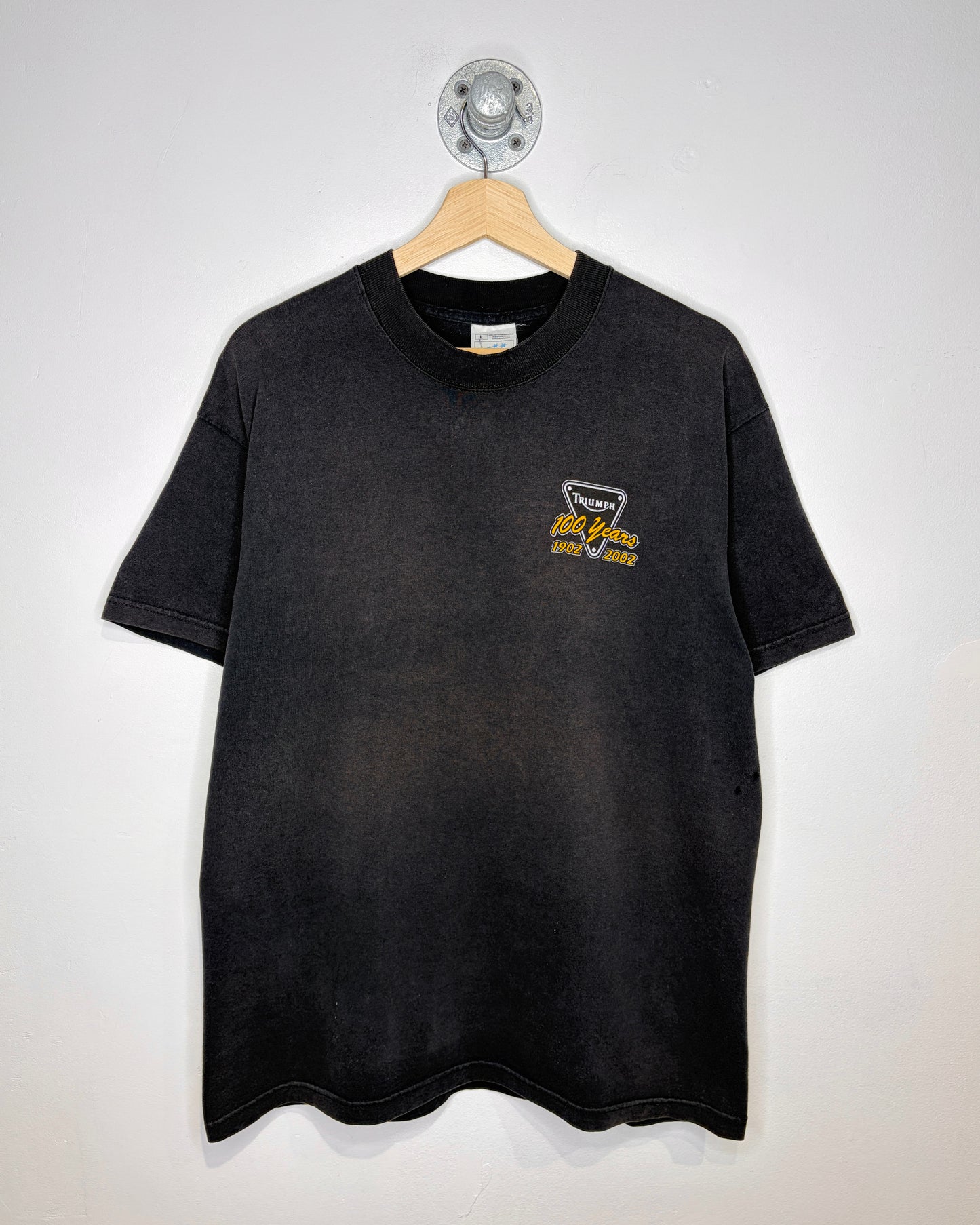 Vintage 2002 Triumph 100 Years Faded Black Tee Shirt