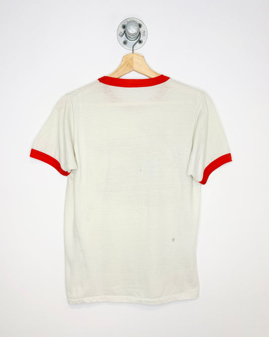 Vintage 1980s A&W Cruise Nite Red Ringer Tee Shirt