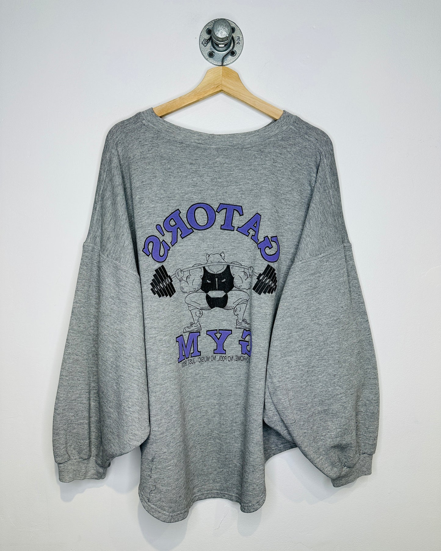 Vintage 1990s Gators Gym Purple And Grey Wide Crewneck Workout Sweatshirt