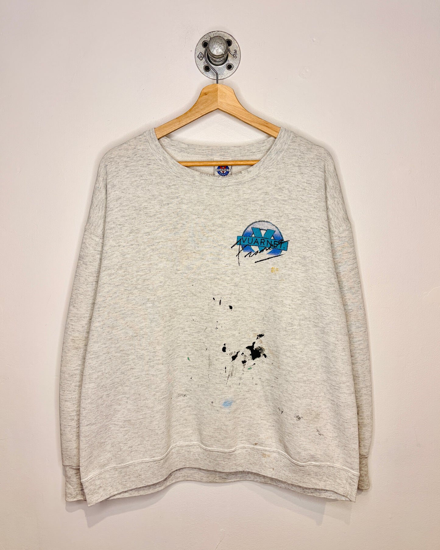 Vintage 90s Vuarnet France Grey Painters Crewneck Sweatshirt