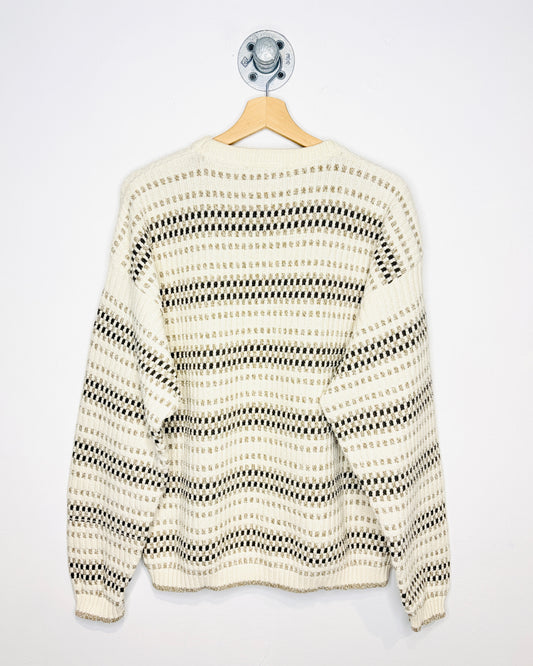Vintage 90s Bill Blass Cream Textured Knit Sweater