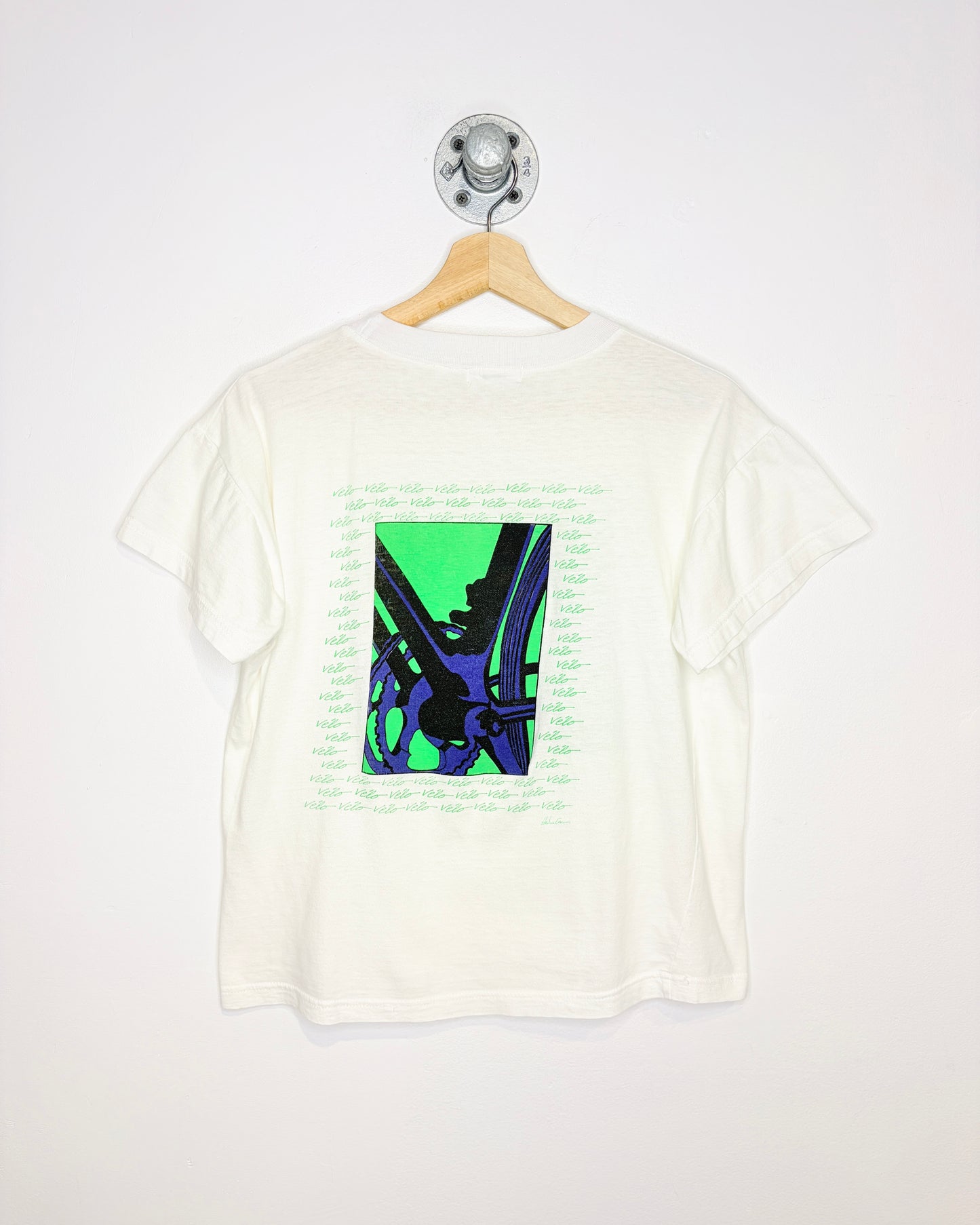 Vintage 90s Velo Cycling White Tee Shirt