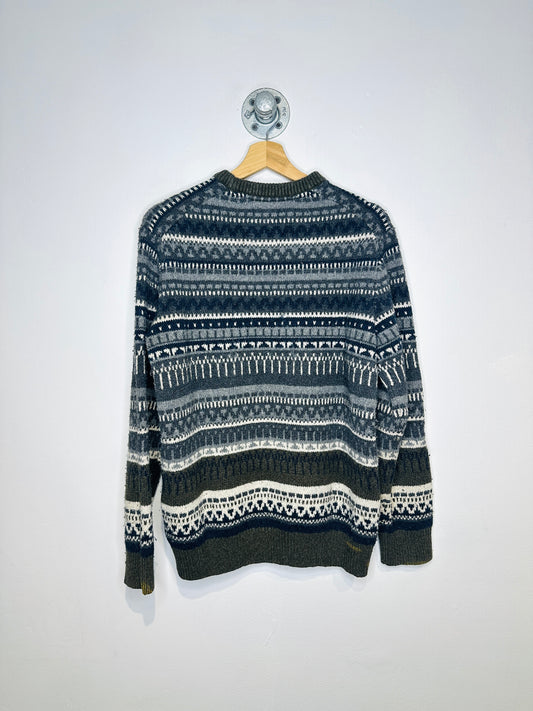 Vintage 2000s Denver Hayes Grey Printed Cotton Acrylic Sweater