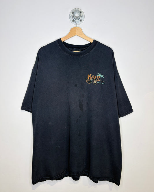 Vintage 2003 Harley Davidson Maui Hawaii Faded Black Tee Shirt