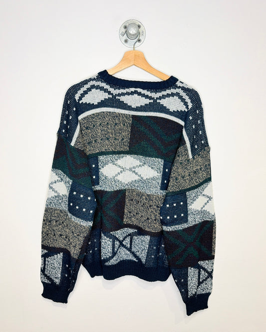 Vintage 90s Method Navy Abstract Sweater