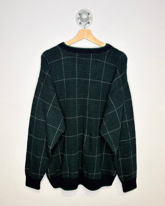 Vintage 90s Van Heusen Black & Green Sweater