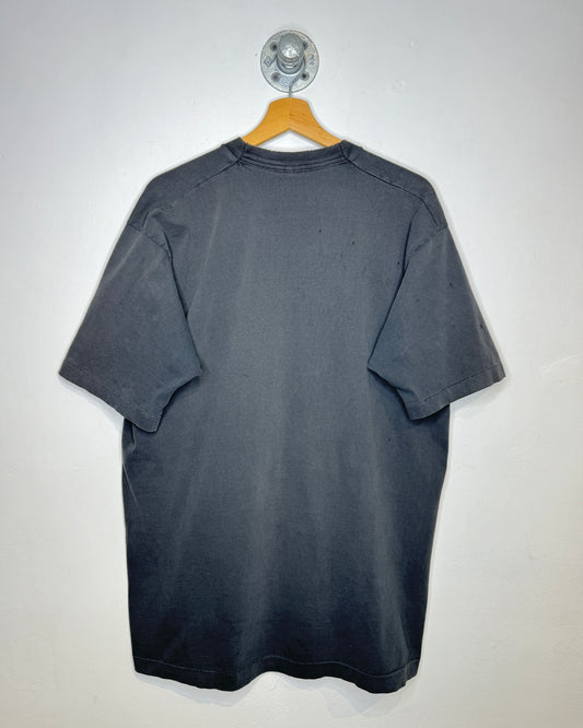 Vintage 90s Blank Faded & Distressed Black Pocket Tee Shirt