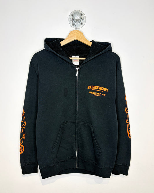 2000s Redcliff AB V Twin Vital’s Black Biker Zip Up Hoodie