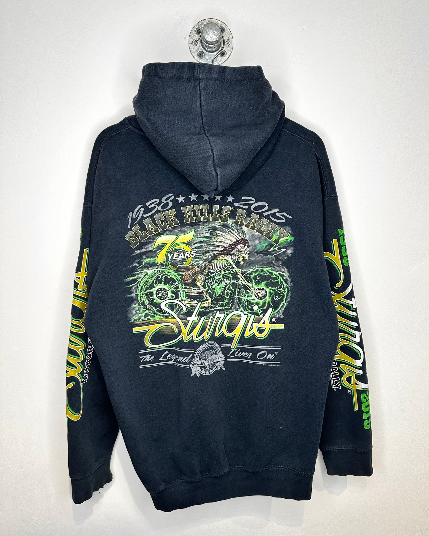 Black Hills Rally Sturgis 75 Years Black Zip Up Hoodie