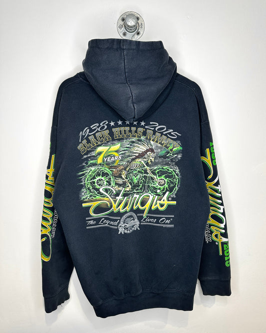 Black Hills Rally Sturgis 75 Years Black Zip Up Hoodie