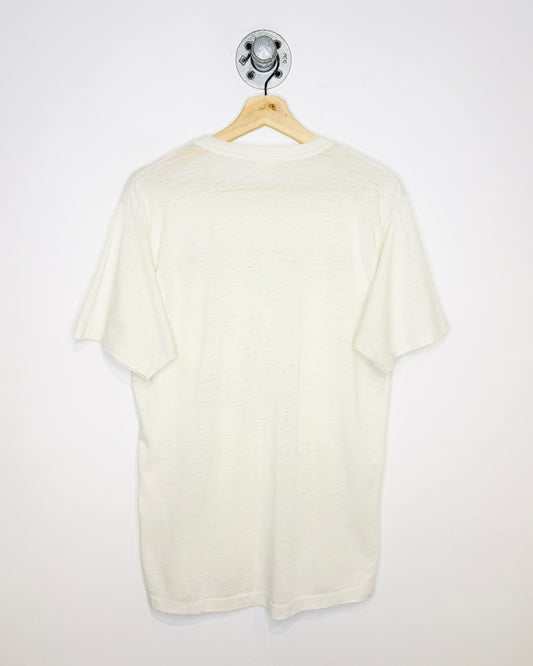 Vintage 80s “Damn I’m Going To Miss Her” Paper Thin White Golf Tee Shirt