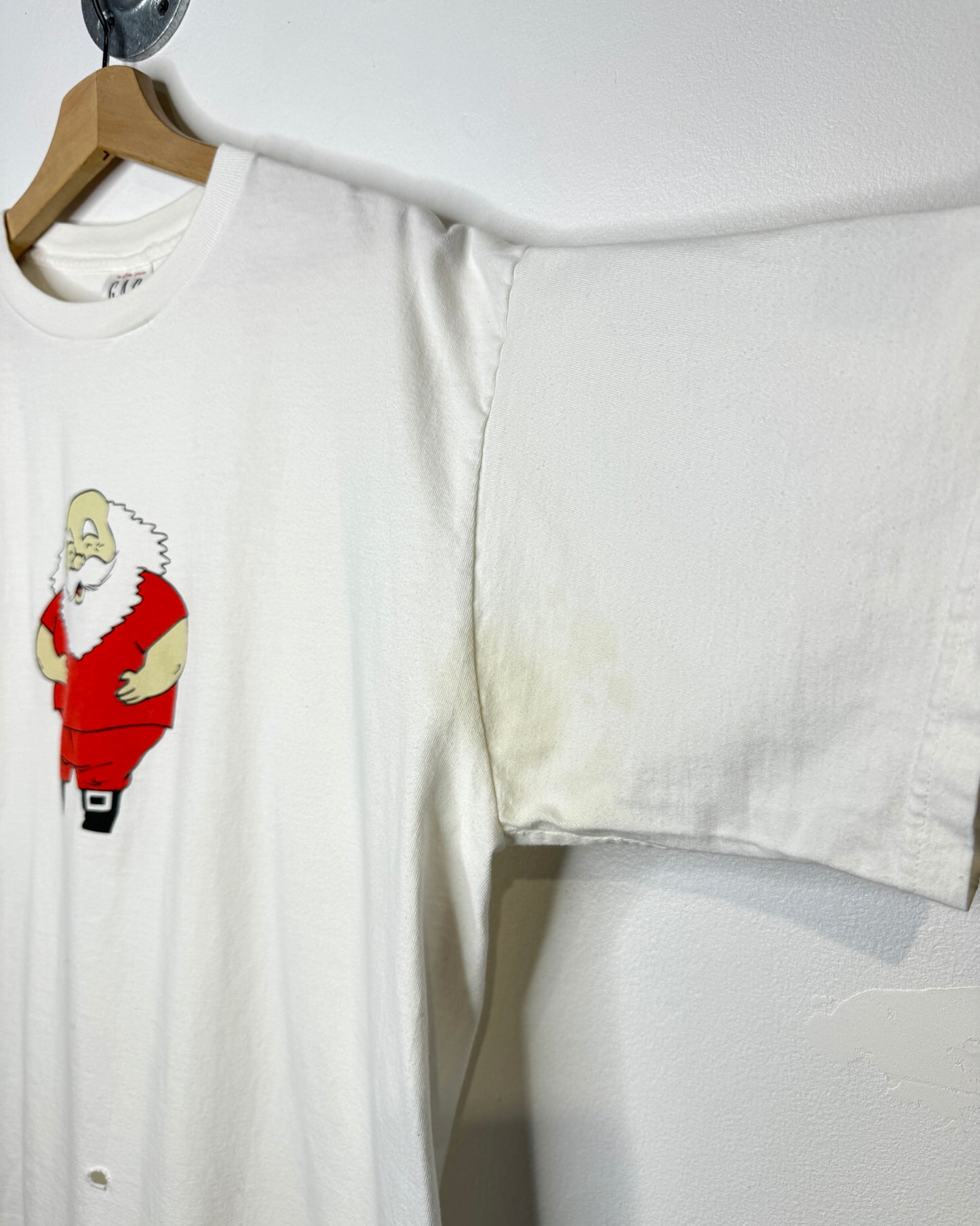 Vintage 90s/00s GAP Santa White Tee Shirt