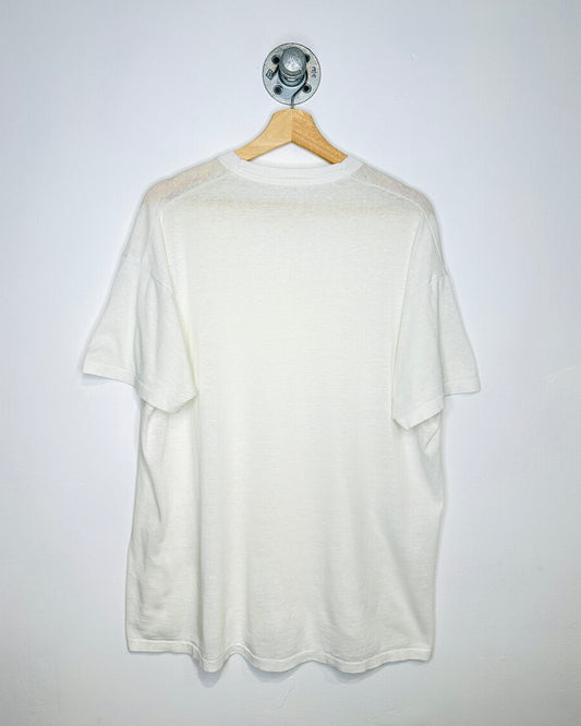 Vintage 90s Paper Thin Blank White Tee Shirt