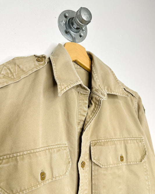 Vintage Distressed Khaki Button Up Longsleeve Shirt