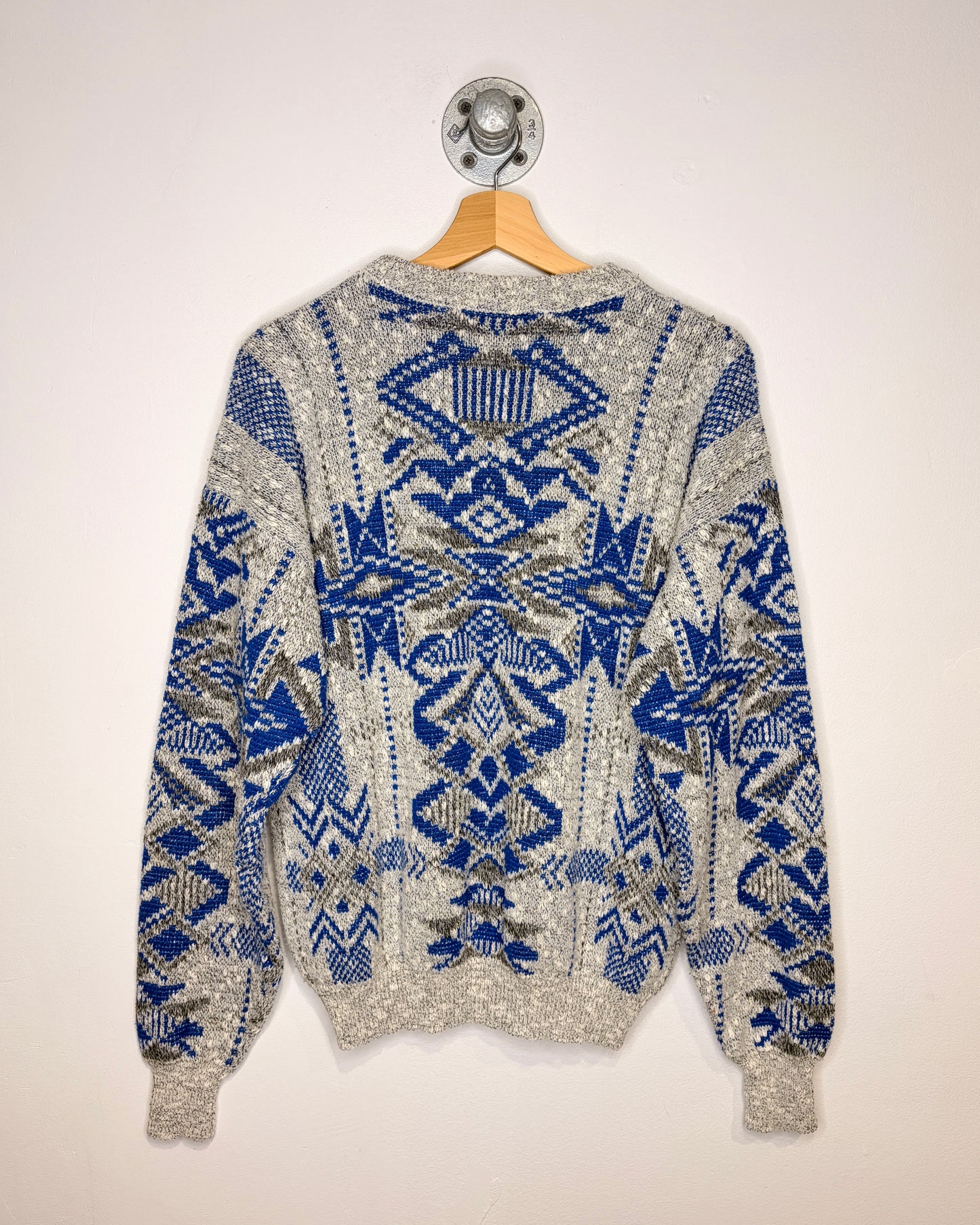 Vintage 90s McGregor Light Grey Abstract Knit Sweater