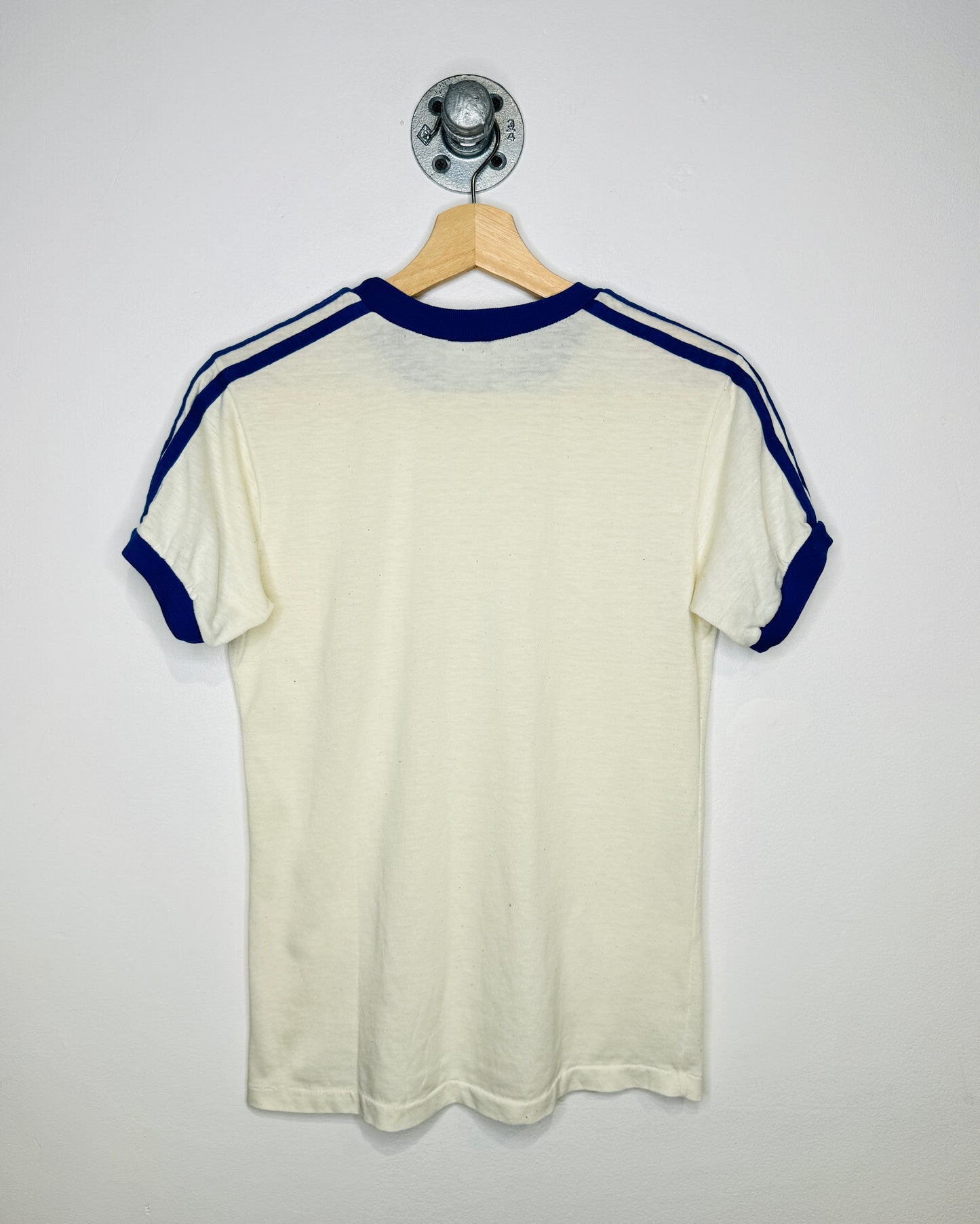 Vintage 80s Topher TwoTone White Ringer Pocket Tee Shirt