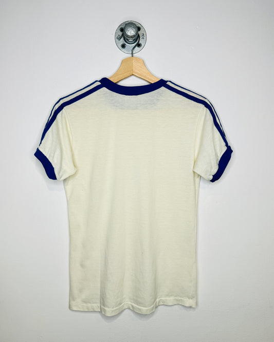 Vintage 80s Topher TwoTone White Ringer Pocket Tee Shirt