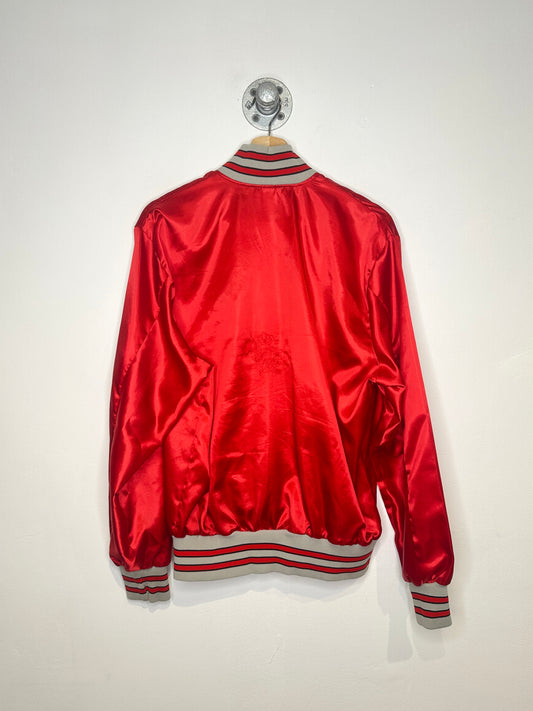 Vintage 1980s Ohio Red Satin Quarter Zip Jacket