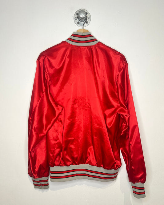 Vintage 1980s Ohio Red Satin Quarter Zip Jacket