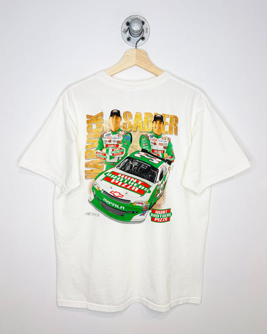 Vintage 2000s Kevin Harvick Hunt Brothers Pizza White Tee Shirt