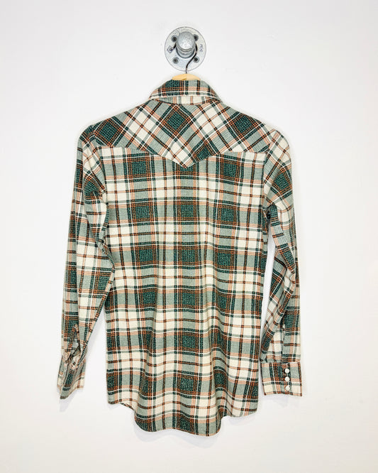 Vintage 1970s Buffalo Bill Pearl Snap Flannel Long Sleeve Shirt